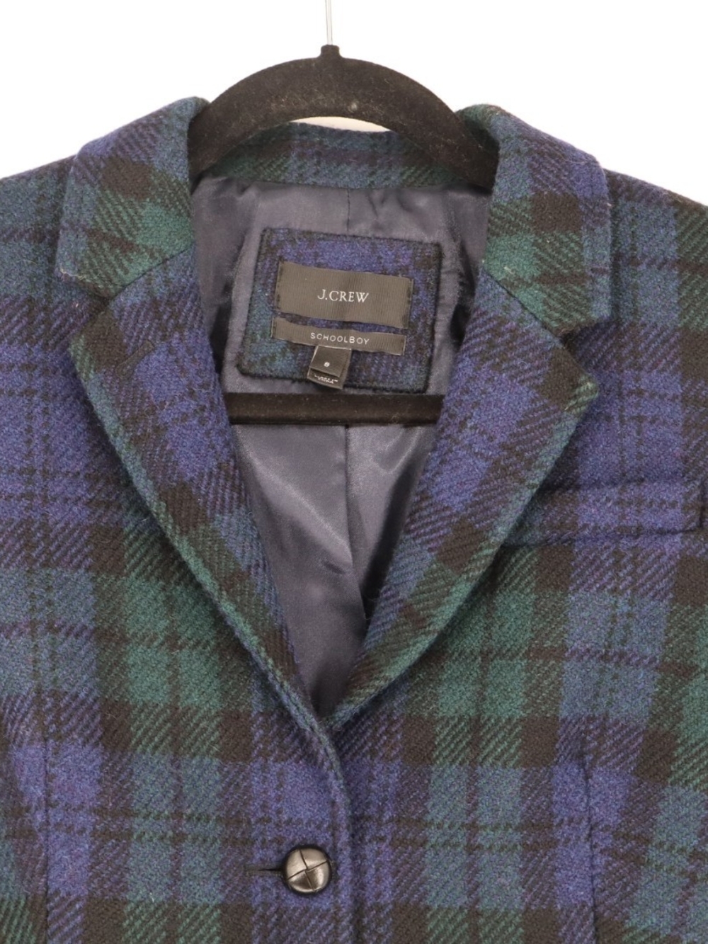 J.Crew Schoolboy Blazer Women’s 8 Black Watch Plaid 100% Wool Tartan Preppy - Picture 5 of 16